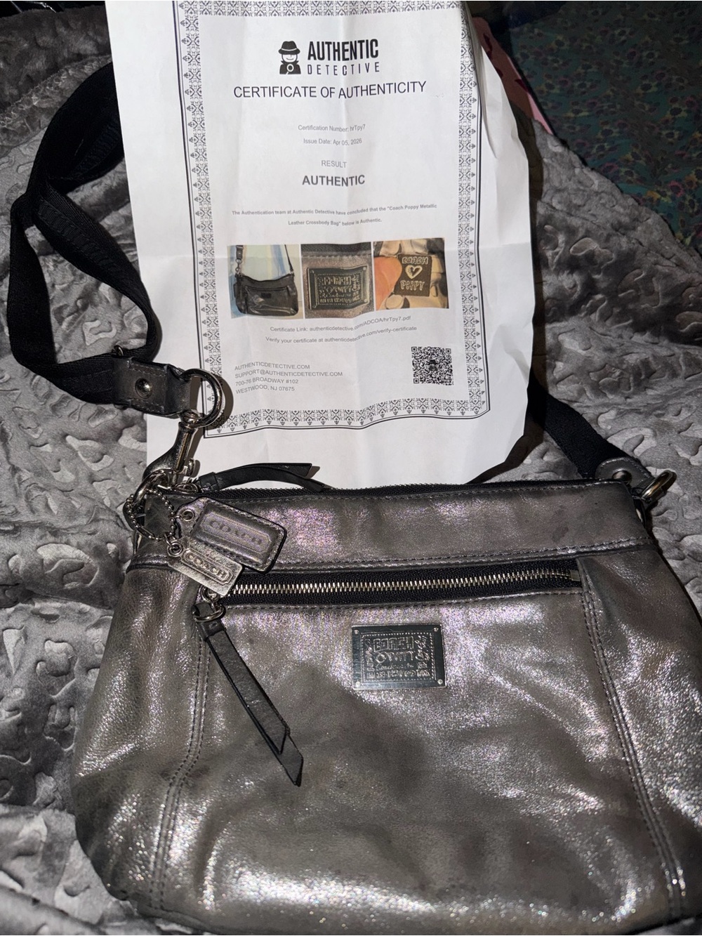 Coach Poppy Hippie Metallic Silver Leather crossbody bag Y2K poppy - Picture 8 of 13